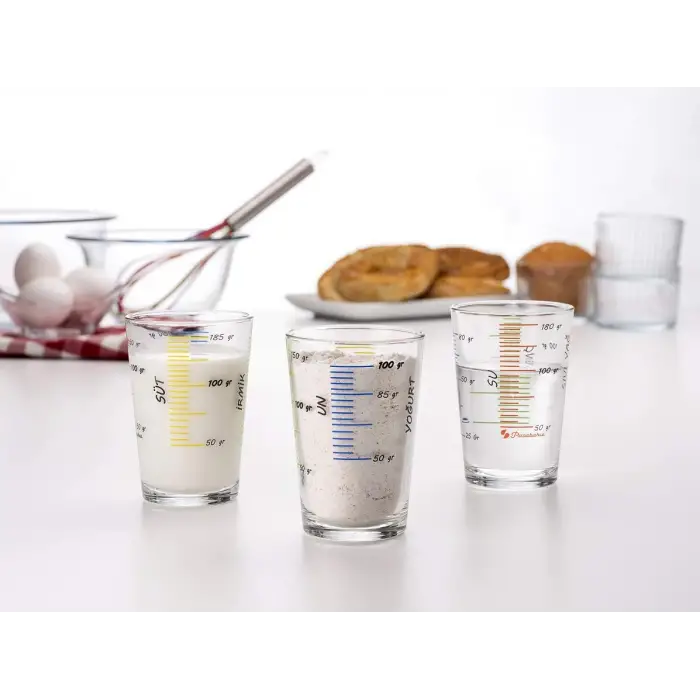 PAŞABAHÇE Arda Türkmen Ölçü Bardağı Seti - 3lü
