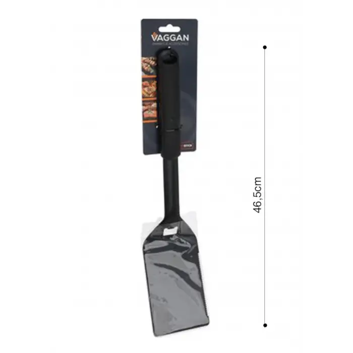 Paslanmaz çelik barbekü spatulası, siyah, 46 cm