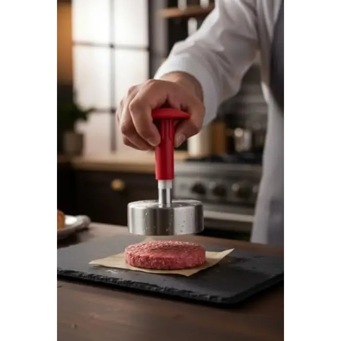 Paslanmaz Çelik Hamburger Presi, 12 cm, Et Köftesi Şekillendirici
