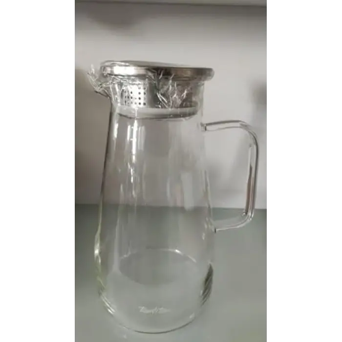 Paslanmaz Çelik Kapaklı Borosilikat Cam Sürahi 1.8L