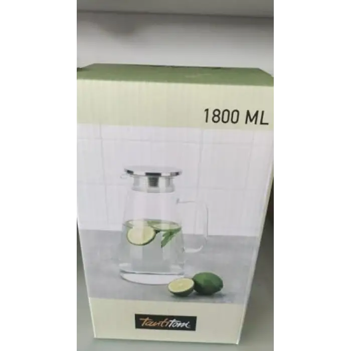 Paslanmaz Çelik Kapaklı Borosilikat Cam Sürahi 1.8L
