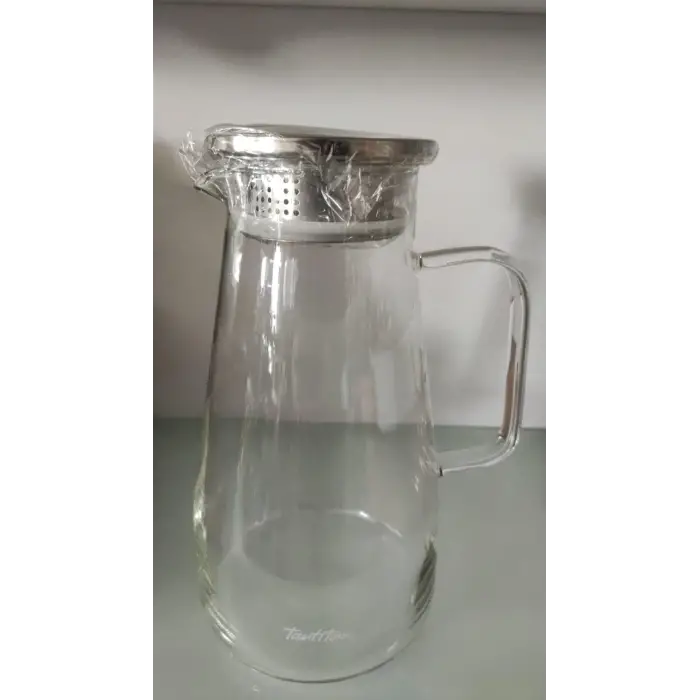 Paslanmaz Çelik Kapaklı Borosilikat Cam Sürahi 1.8L