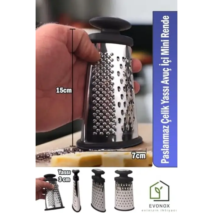 Paslanmaz Çelik Yassı Avuç İçi Mini Rende, 3 Yönlü Rendeleme Yassı Tasarım 15 * 7 * 3cm