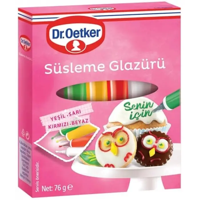 Pasta ve tatlı süslemede kullanılan glazür 76 g