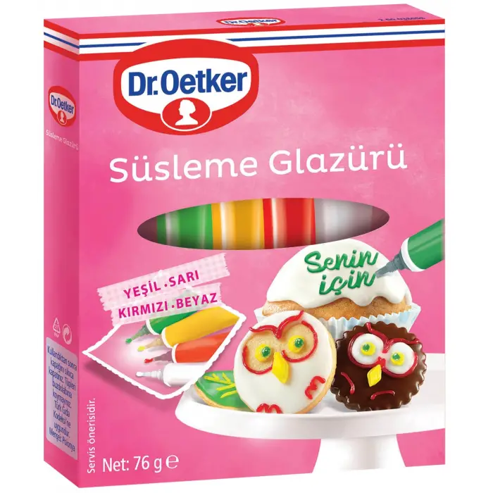Pasta ve tatlı süslemede kullanılan glazür 76 g