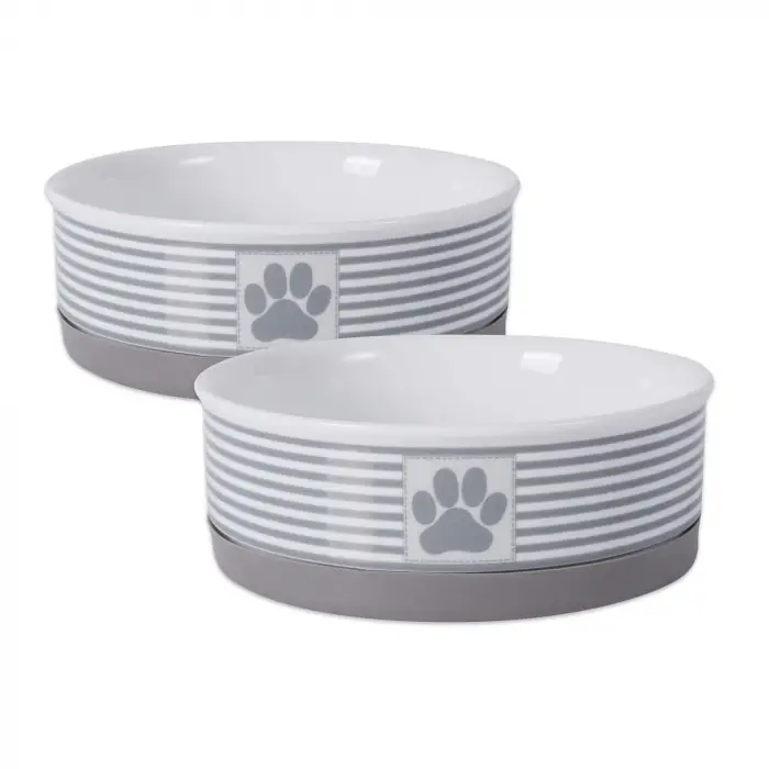 Paw & Patch Seramik Evcil Hayvan Koleksiyonu; Orta Set, 15x5 cm, Gri, 2 Parça