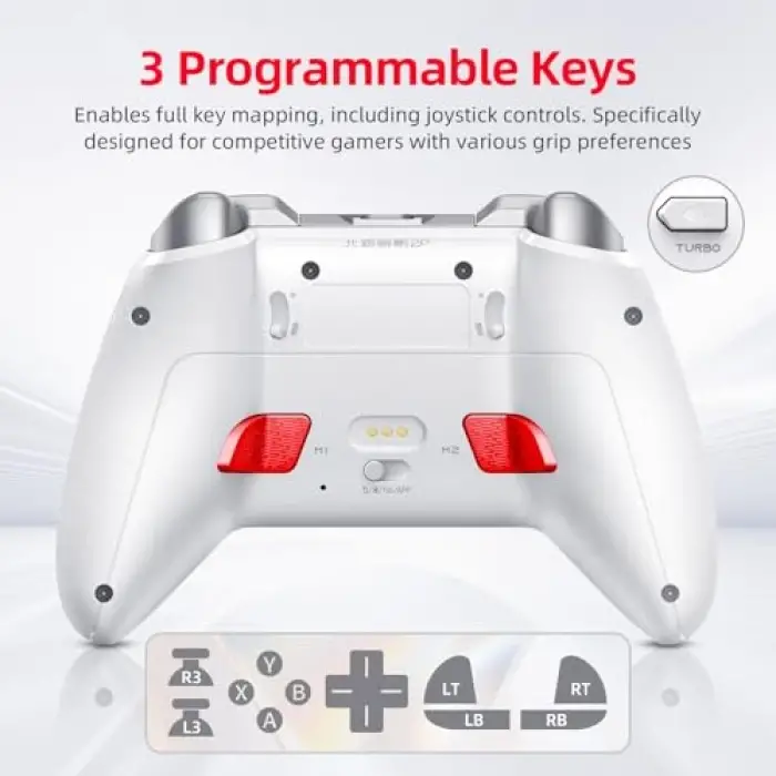 PC Wireless Controller with Mechanical Buttons; Tmr Joysticks & Triggers Gamepad Controller for PC Windows/Switch/Android, Enhanced Turbo/Macro, 1000Hz Report Rate PC Gaming Controller KP20
