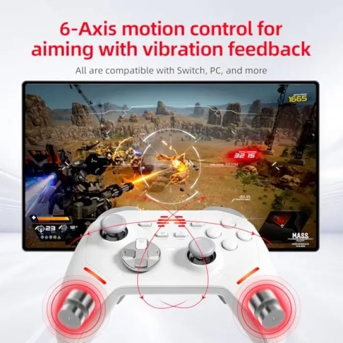 PC Wireless Controller with Mechanical Buttons; Tmr Joysticks & Triggers Gamepad Controller for PC Windows/Switch/Android, Enhanced Turbo/Macro, 1000Hz Report Rate PC Gaming Controller KP20