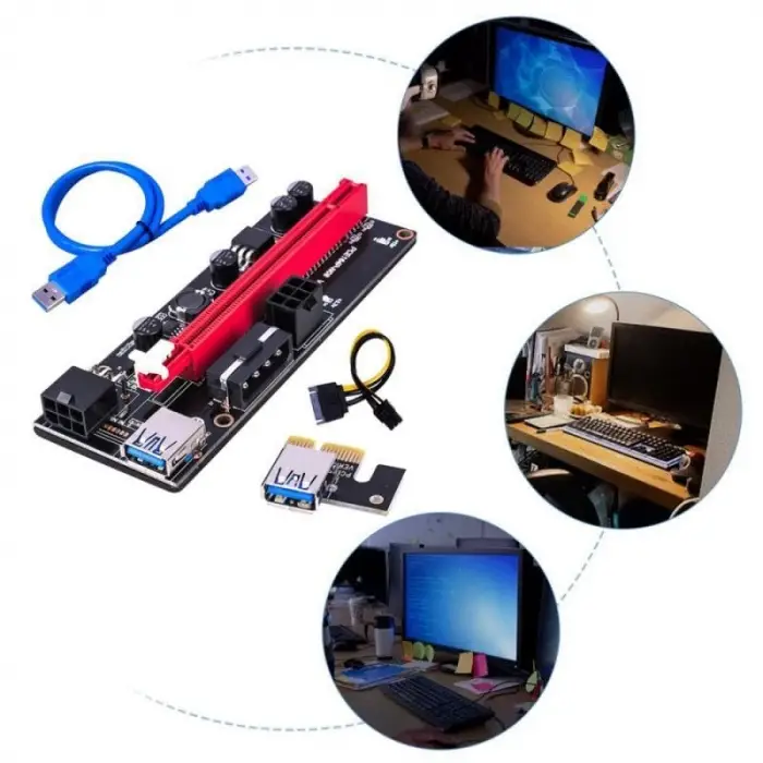 Pcı E 1X to 16X USB 3.0 Riser Ekran Kartı Bitcoin V009S 9.Nesil