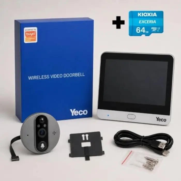 PD-20 Akıllı Görüntülü Kapı Dürbünü, Kioxia 64GB Micro SD Kart Dahil