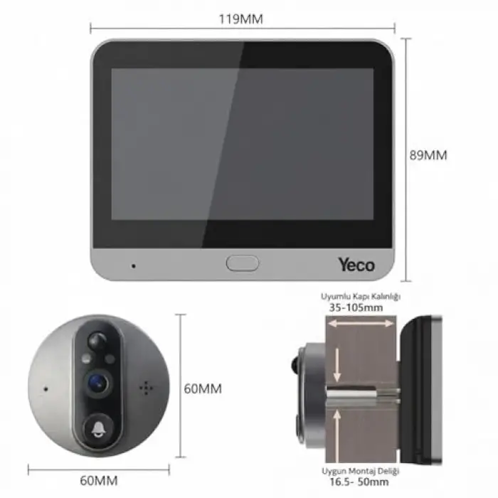 PD-20 Akıllı Kapı Zili – LCD Ekranlı, Mobil Uyumlu, Hareket Sensörlü
