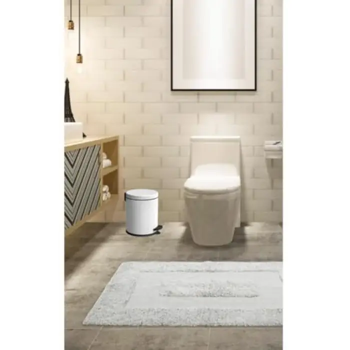 Pedallı Çöp Kovası, Beyaz, 5 L