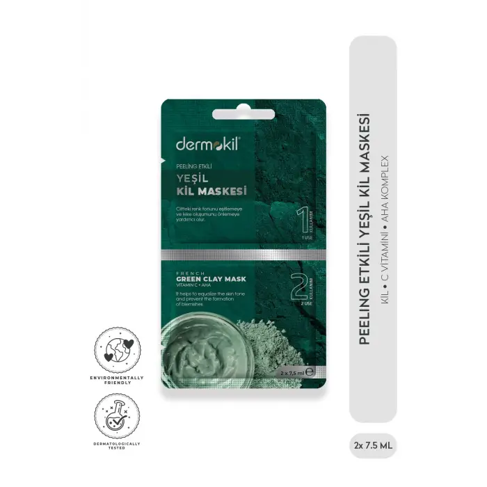 Peeling Etkili Yeşil Kil Maskesi 2x 7.5 ml