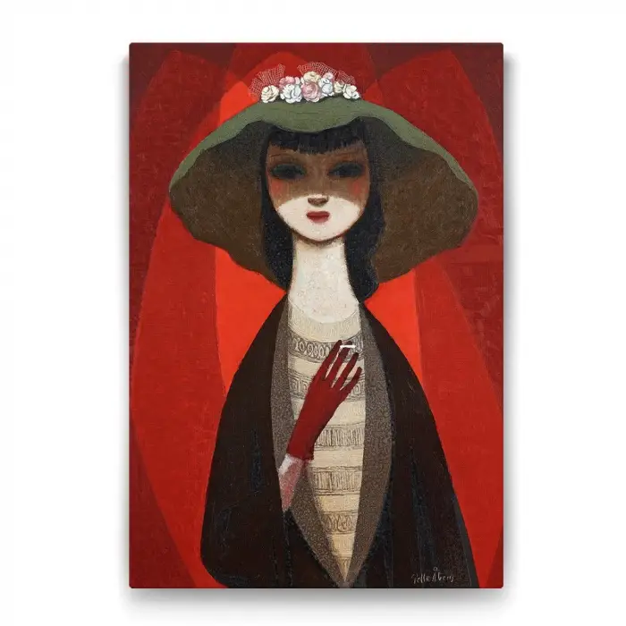 Pelle Aberg - Lady With Cigarette Tablosu - 80x125cm