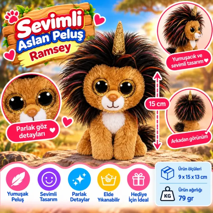 Peluş Aslan Ramsey 15 cm