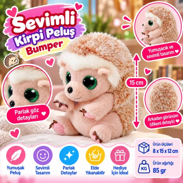 Peluş Kirpi Bumper 15 cm