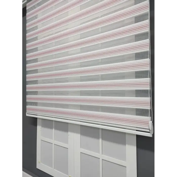 Pembe Beyaz Geçişli Zebra Stor (160x200)