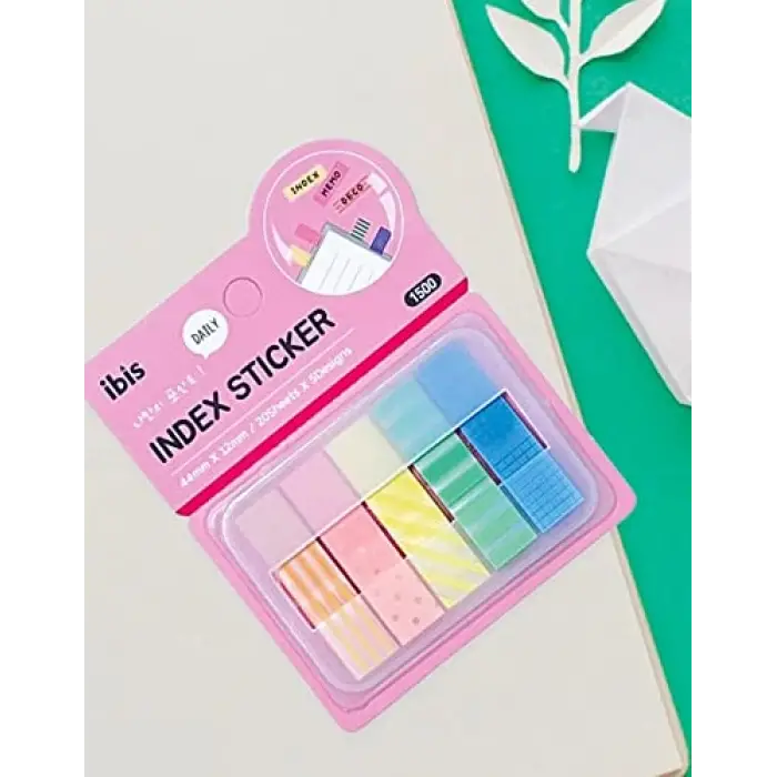 Pembe indeks sticker ve yapışkan not