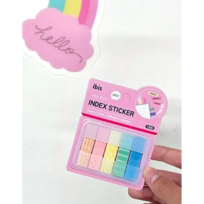 Pembe indeks sticker ve yapışkan not