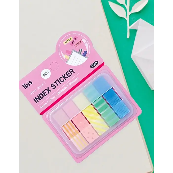 Pembe indeks sticker ve yapışkan not