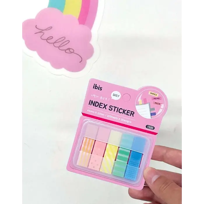Pembe indeks sticker ve yapışkan not