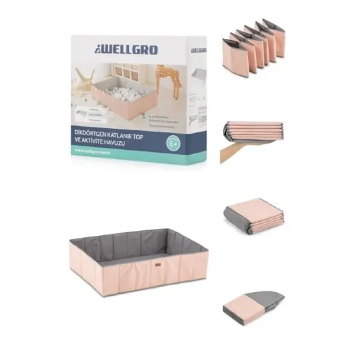 Pembe Katlanır Dikdörtgen Top Havuzu, Topsuz