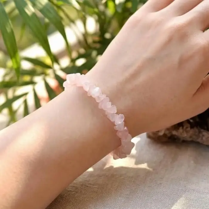 Pembe Kuvars Taşı Bileklik - Ayarlamalı