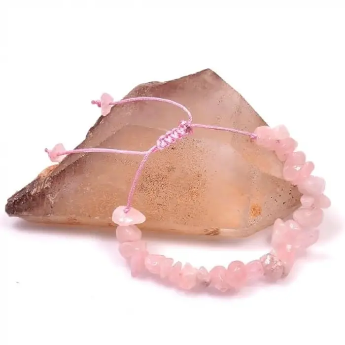 Pembe Kuvars Taşı Bileklik - Ayarlamalı