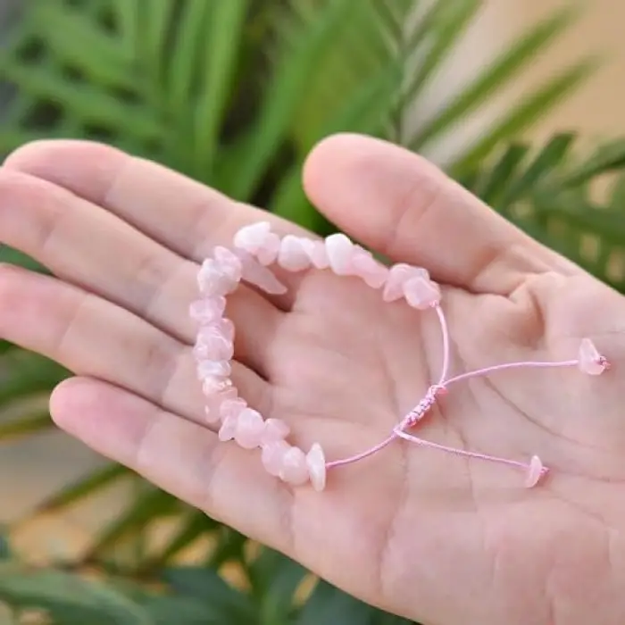 Pembe Kuvars Taşı Bileklik - Ayarlamalı