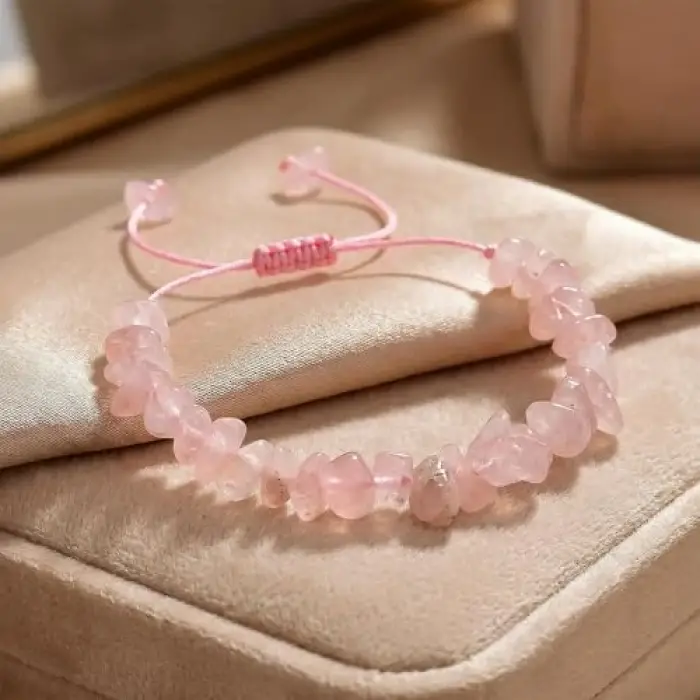 Pembe Kuvars Taşı Bileklik - Ayarlamalı
