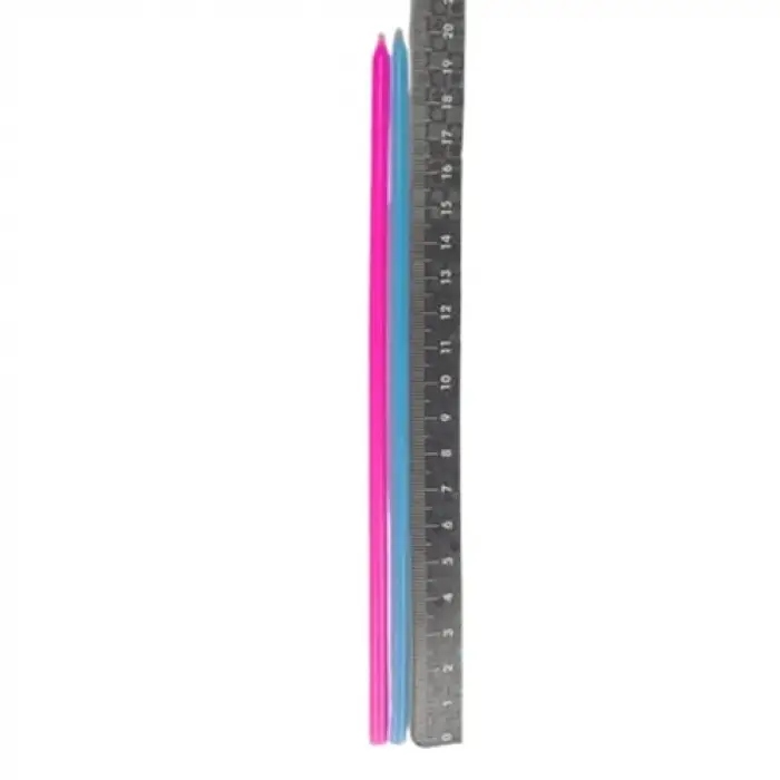Pembe Mavi Çubuk Mum 20 cm 6 Adet