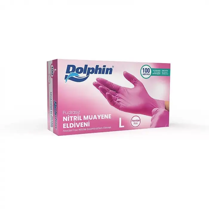 Pembe Nitril Eldiven Pudrasız (L) 100lü Paket