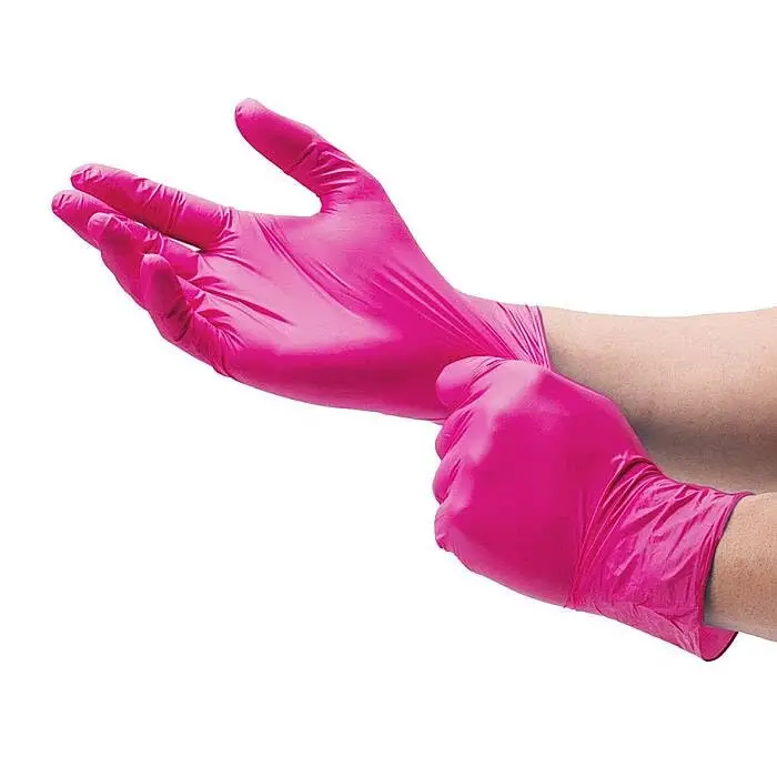Pembe Nitril Eldiven Pudrasız (L) 100lü Paket