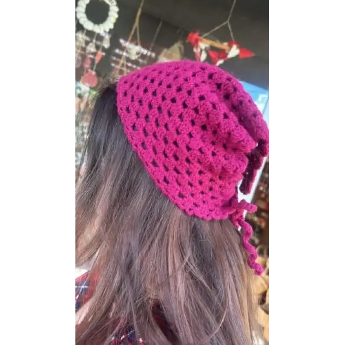 Pembe Örgü Saç Bandanası
