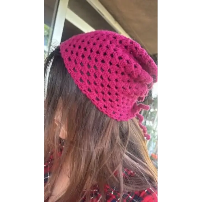 Pembe Örgü Saç Bandanası