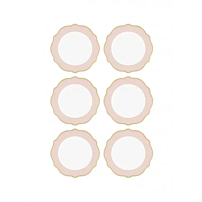 Pembe pasta tabağı seti, 21 Cm, 6 parça