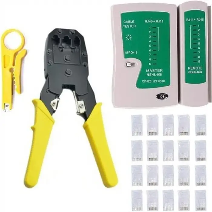 Pense + Tester + 100 Adet RJ45 Network Seti