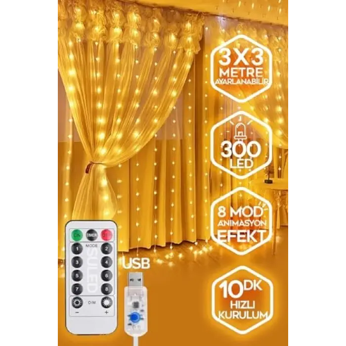 PERDE LED 3X3 KUMANDALI ANIMASYONLU