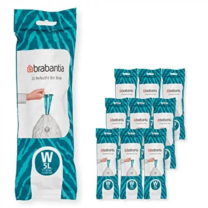 PerfectFit Çöp Torbası Kod W/5 l, Çekme Bantlı, 10 Rulo, 200 Torba