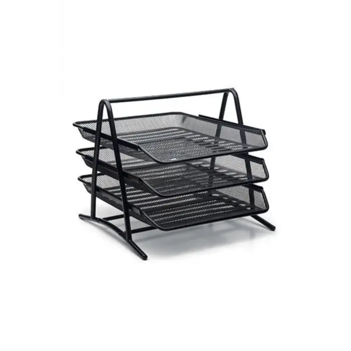 Perfore Metal Evrak Rafı, 3lü, Siyah/Gri Seçenekli