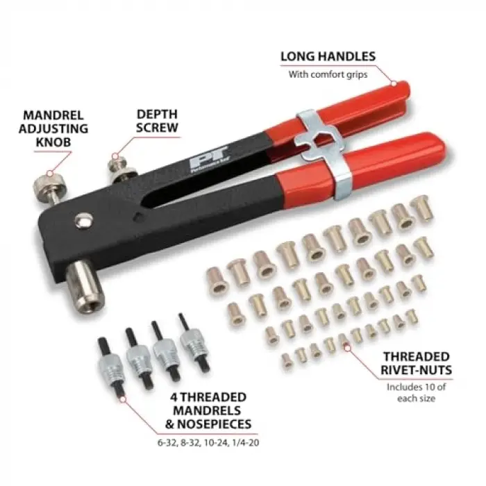 Performance Tool W5251 kalem ürün yelpazesi (120 SAE diş) SAE Threaded Insert Rivet Kit (45pc) W2006