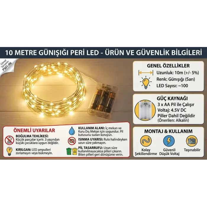 Peri LED 10 Metre, Sarı
