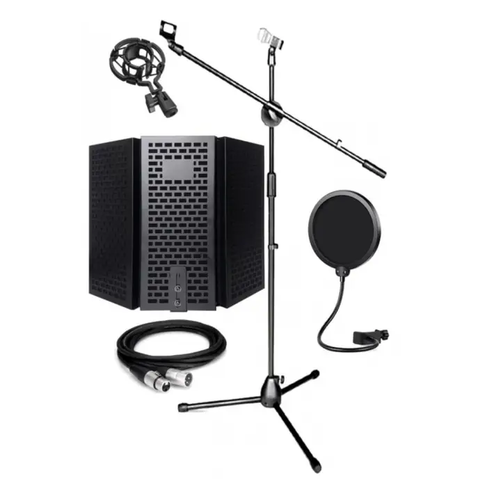 PF-30X Mikrofon Standı Yalıtım Paneli Xlr Kablo Pop Filter