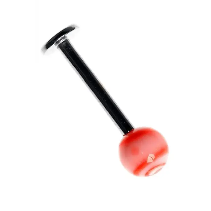 Piercing, Labret Stud 316L Bioplast Kırmızı, 15 mm