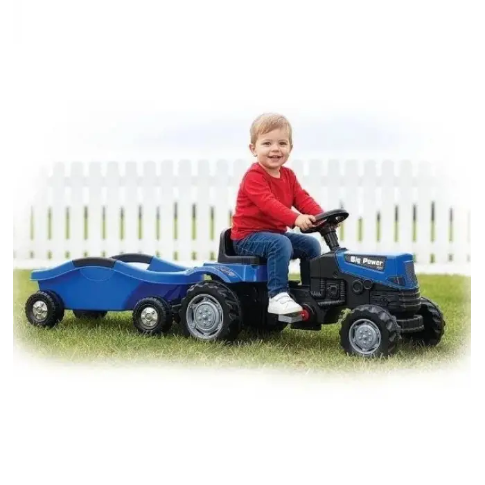 PİLSAN TRAKTÖR POWER PEDALLI BIG TROLLEY RÖMORKLU MAVİ