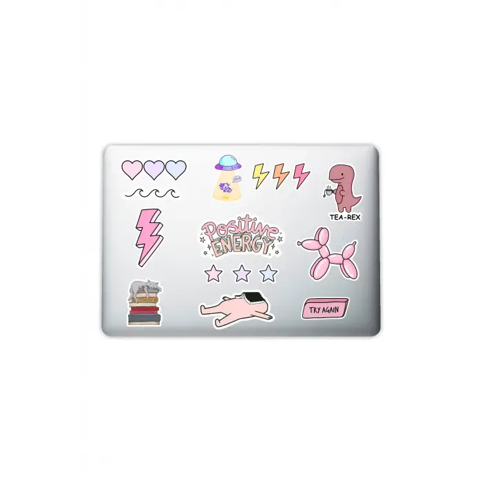 Pink pembe temalı sticker seti 004; laptop, notebook, tablet ve telefon için