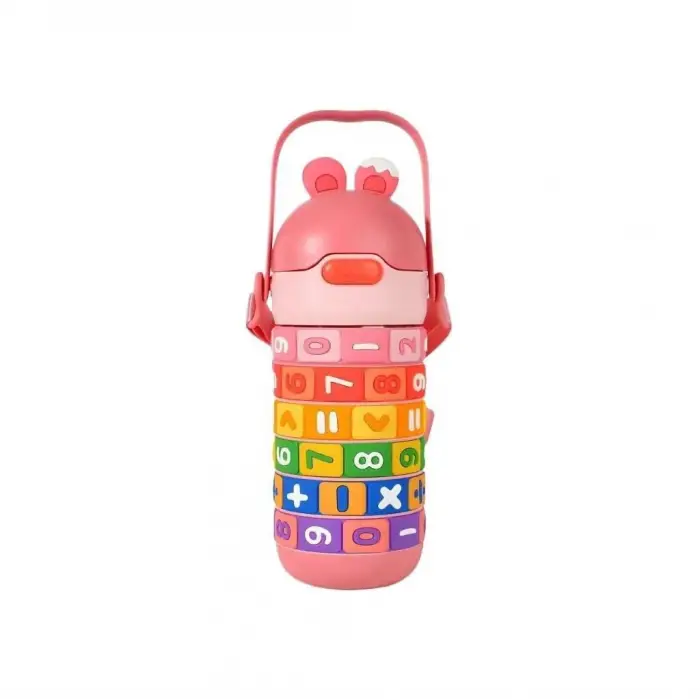 Pipetli Çelik Matara Pembe 430 ml