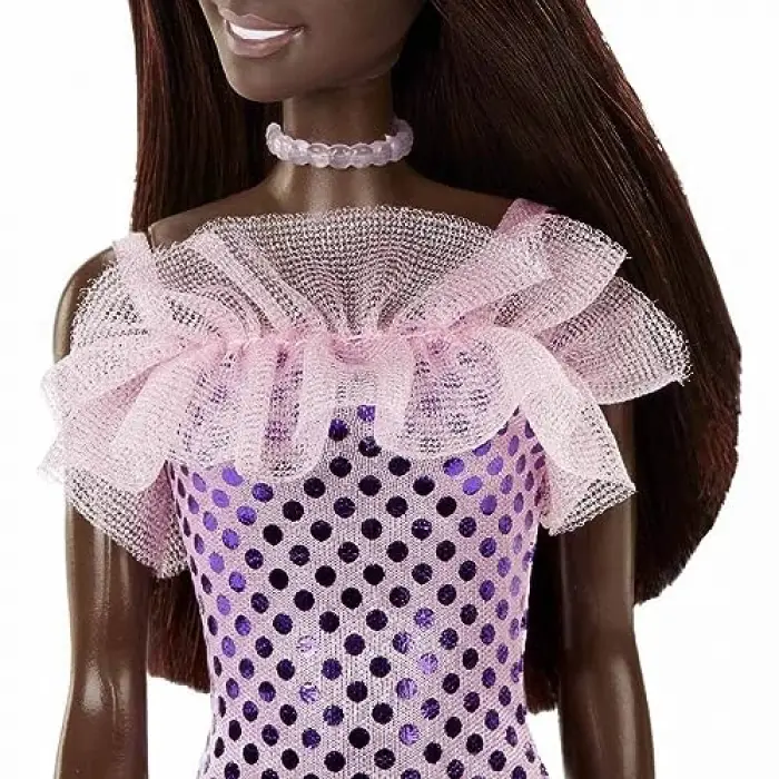 Pırıltılı Barbie - Pembe Pullu Elbise Siyahi