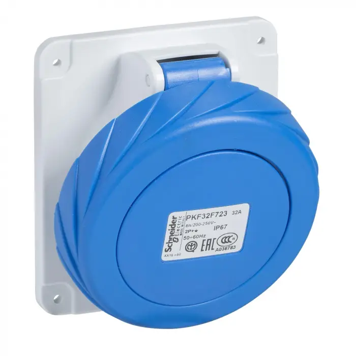 PKF32F723 Cee montaj prizi; vidalı kelepçe, 32A, 2p+E, 200-250 V AC