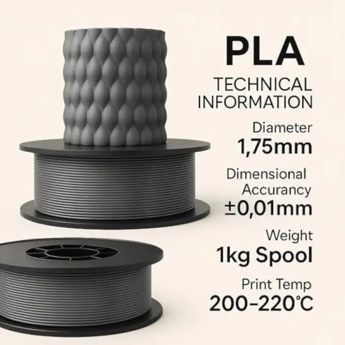 PLA+ Filament 1.75mm 1 Kg Gri
